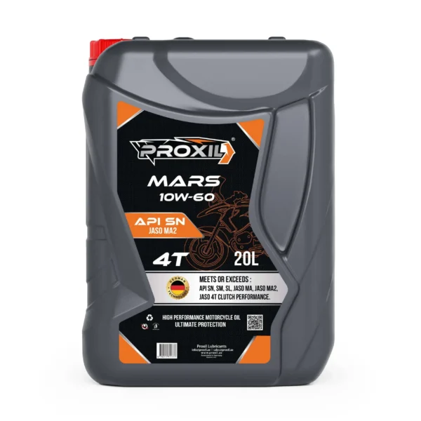 Proxil Mars 4-stroke Motorbike Oil 4T 10W-60 API SN / JASO MA2 (4T) 20 Liter